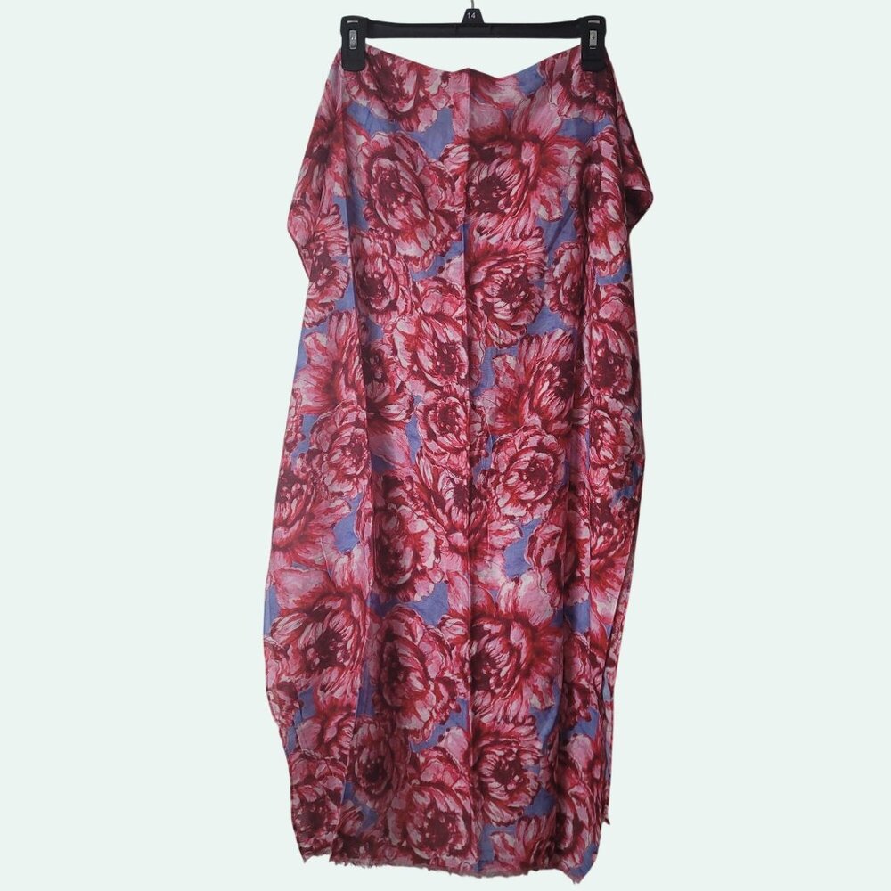 Floral Pattern Pink & Blue Lightweight Scarf Wrap For Women 72" Long x 26" Wide - Picture 13 of 16
